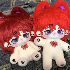 Red Long Hair Plush Doll with Big Ears