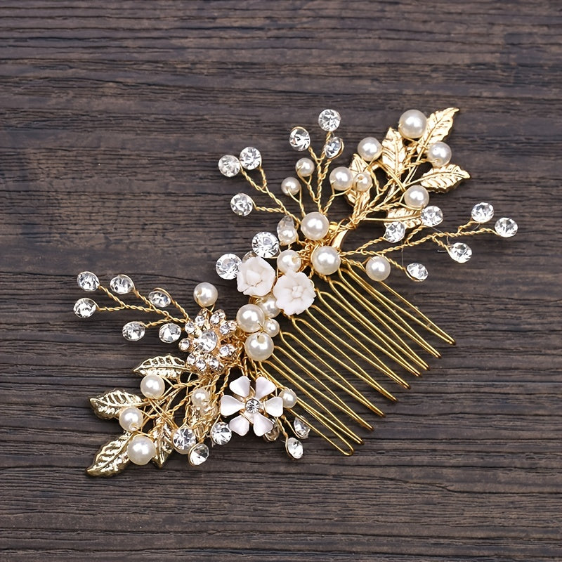 Golden Leaf Hair Comb Wedding Hair Jewelry Bridal Accessories