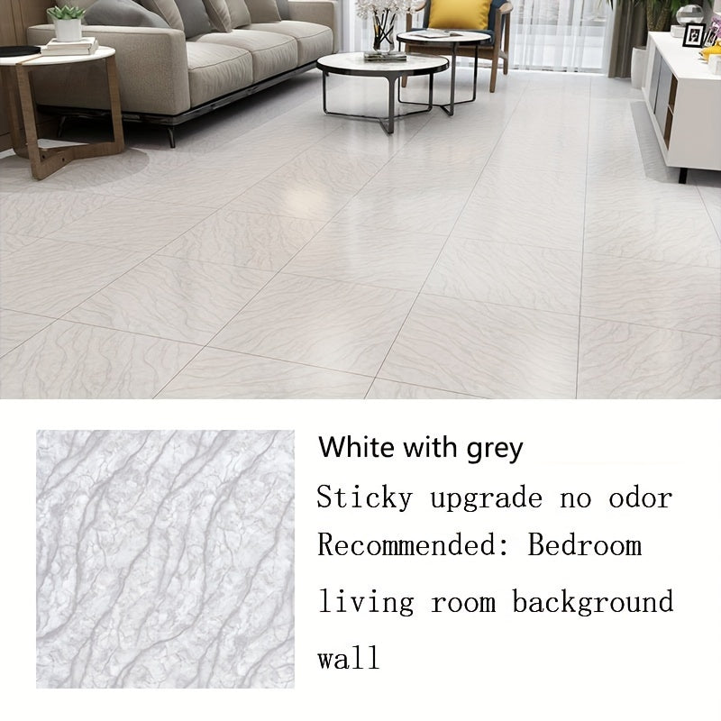 10pcs Marble Self Adhesive PVC Floor Tiles - Living Room Office Restaurant