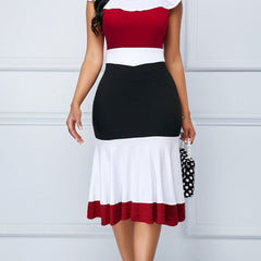 Sleeveless Pencil Dress with Ruffle Trim for Women
