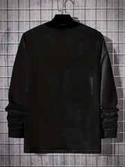 Small Town Print Men's Long Sleeve Vintage T-shirt for Autumn