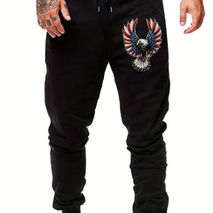 Eagle Print Men's Sports Pants Drawstring Jogging Trousers