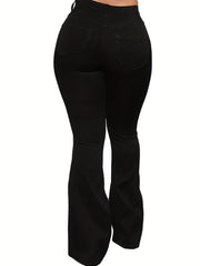 Stretchy Bootcut Jeans Distressed Street Style Denim Pants