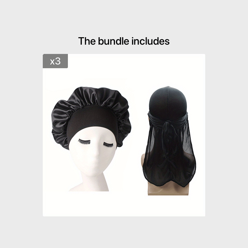 Couple Style Satin Hat Durag Bandana Turban Sleeping Cap