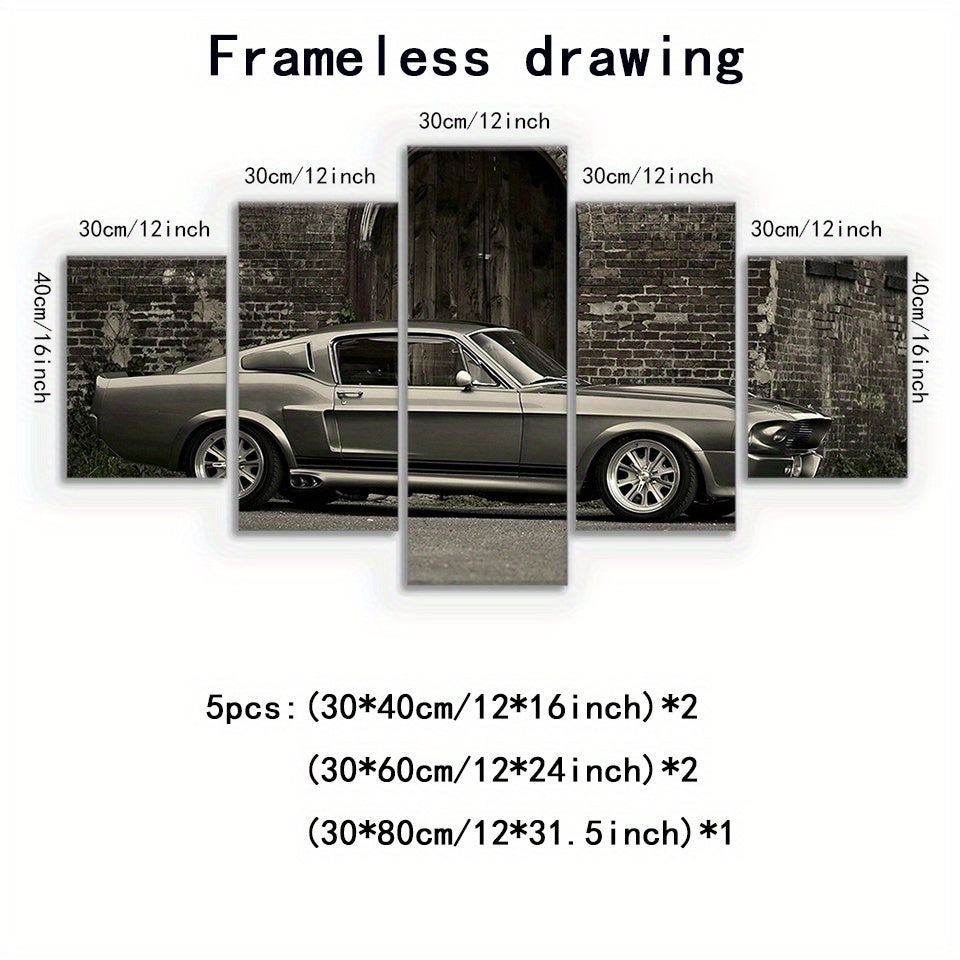 5packs Sports Car Wall Art Sports Car Painting Art Car Living Room Art