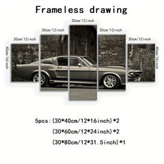 5packs Sports Car Wall Art Sports Car Painting Art Car Living Room Art