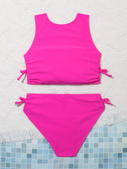 2pcs Girl's Solid Bikini Set Bowknot Bathing Suit for Beach Vacation