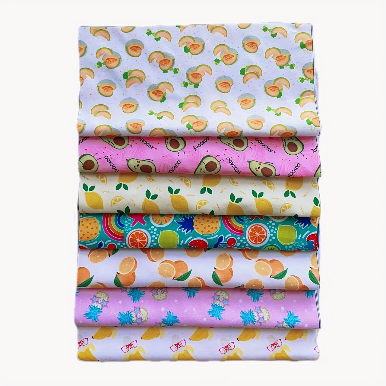 7pcs Assorted Fabric Packs for DIY Bows Crafts Doll Costumes 24x24cm