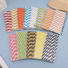 25pcs Glossy Spiral Stripes Paper Straws Disposable Drinking Straws