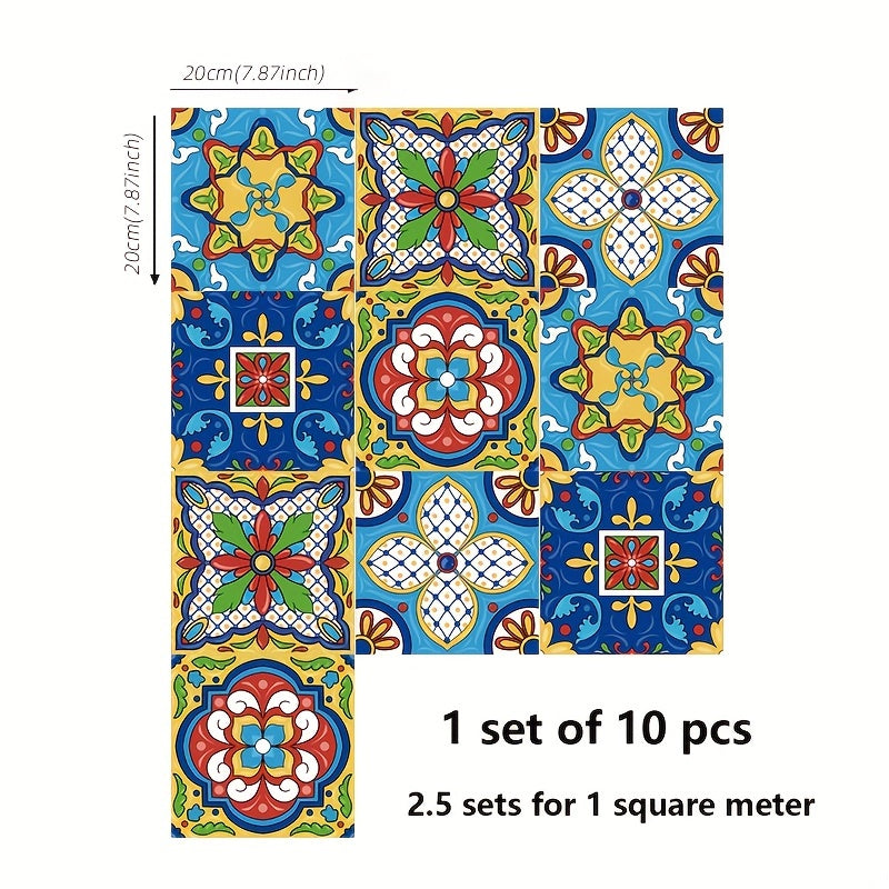 10pcs Moroccan Frosted Flower Tile Wall Sticker Self Adhesive Waterproof