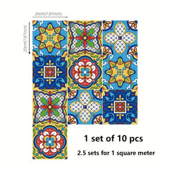 10pcs Moroccan Frosted Flower Tile Wall Sticker Self Adhesive Waterproof