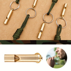 Brass Whistle Key Ring Army Green Rope Emergency Whistle