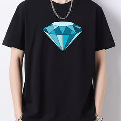 Diamond Pattern Men's Graphic Cotton Crew Neck Active T Shirt