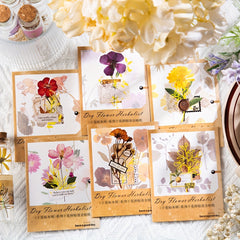 30pcs Retro Flower Dried Stickers for Crafts and Decor