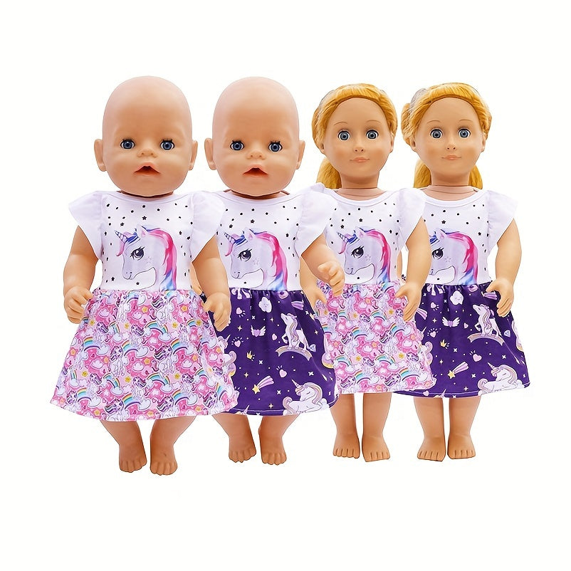 Unicorn Dress for 45 Youngsters Dolls Pink Purple Soft Fabric