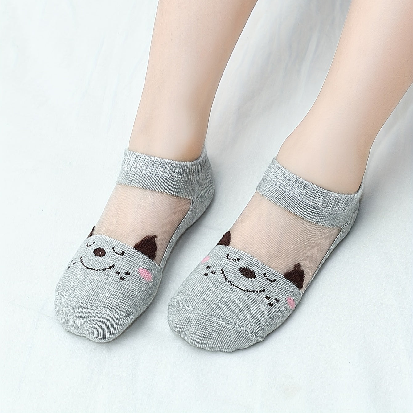 5 Pairs Girls Cartoon Short Boat Socks for Kids Summer