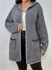 Colorblock Open Front Hooded Cardigan
