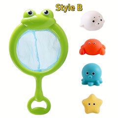 9pcs Kids Bath Toy Set with Fishing Net and Animal Toys