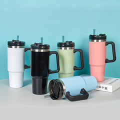 30oz Vacuum Insulated Car Tumbler with Handle and Lid for Coffee Water