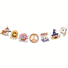 Hippie Theme Ghost Halloween Party Banner
