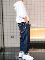 Boy's Loose Fit Denim Jeans Mid Stretch Breathable Pants