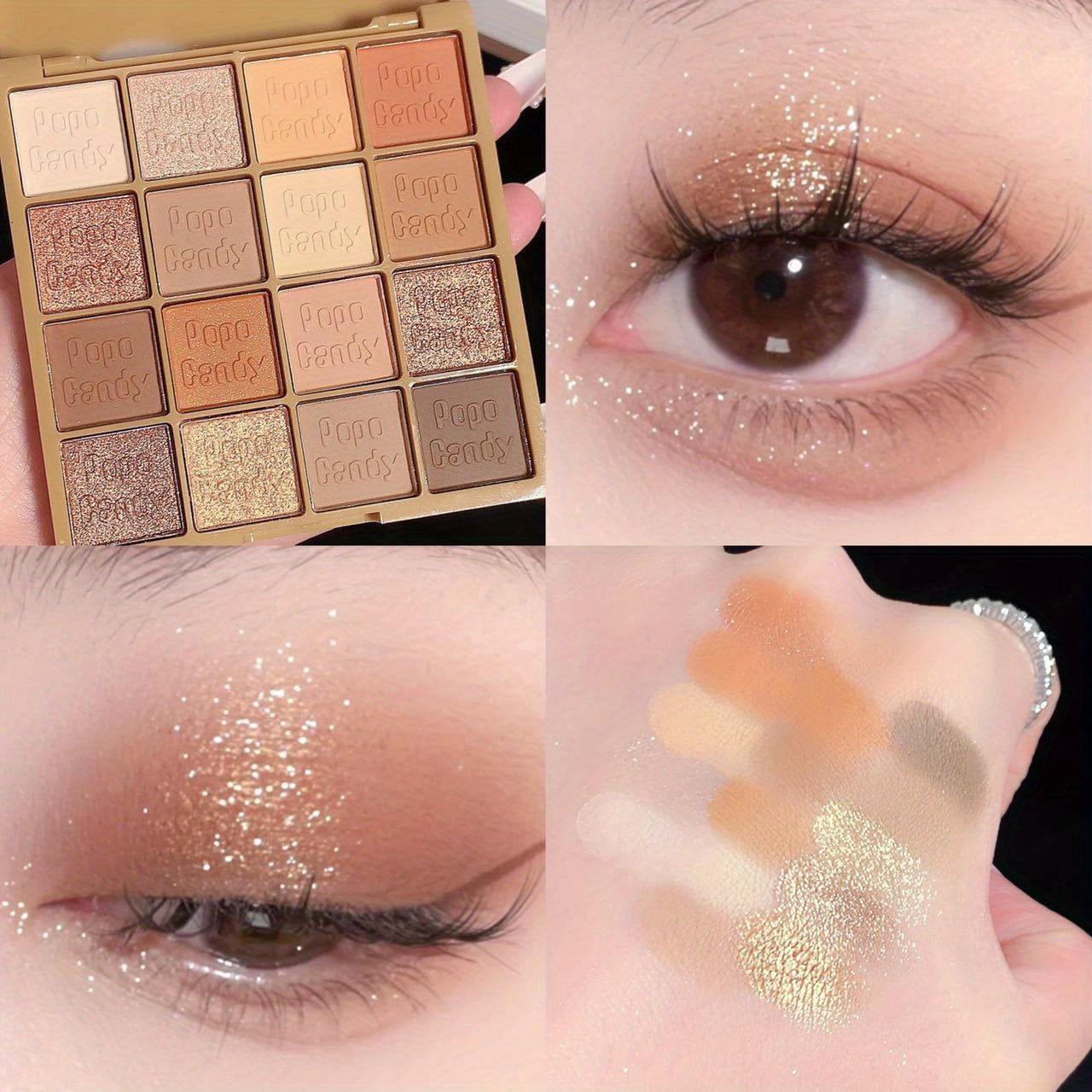 16 Shades Neutral Eyeshadow Palette Creamy and Blendable Brown Colors