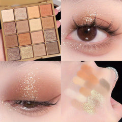 16 Shades Neutral Eyeshadow Palette Creamy and Blendable Brown Colors