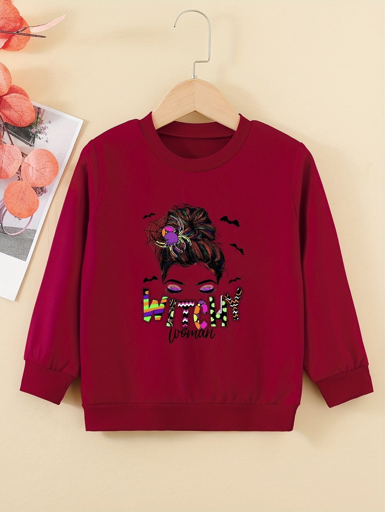 Halloween Girls Witchy Woman Graphic Sweatshirt Costume Party Kids Pullover