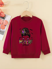 Halloween Girls Witchy Woman Graphic Sweatshirt Costume Party Kids Pullover