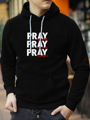 PRAY Print Hoodie Men's Graphic Pullover Sweatshirt