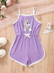 Toddler Girls Unicorn Graphic Cami Rompers Jumpsuits