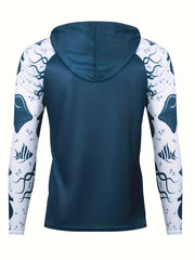 Men's Fish Pattern Hoodie Anti UV Sunscreen Fishing Shirt