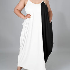 Plus Size Colorblock Cami Maxi Dress With Pockets