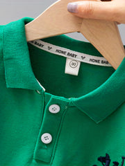 Boys' Horse Embroidery Polo Shirt & Cargo Shorts Set