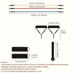 11pcs TPE Yoga Tension Rope Set Fitness Elastic Stretcher Universal