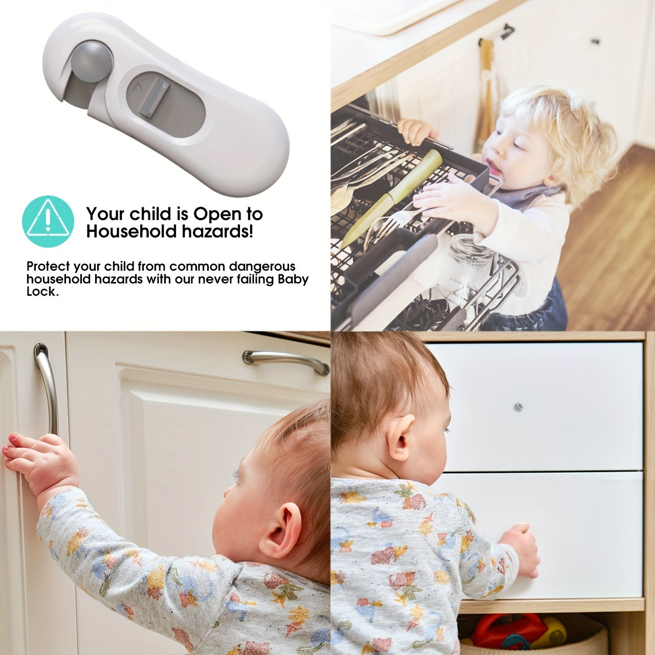 5pcs Child Safety Locks Cabinet Locks Baby Proofing Square Design