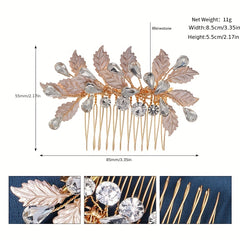 Ancient Style Rhinestone Hair Comb Leaf Insert Bridal Hair Accessorie