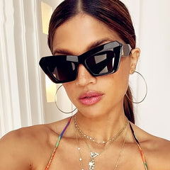 Cat Eye Wide Temple Hip Hop Sunglasses