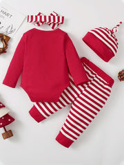 Newborn Infant Xmas Romper Striped Pants Set