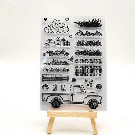 Christmas Truck Creative Painting Tools Silicone Transparent Stamp