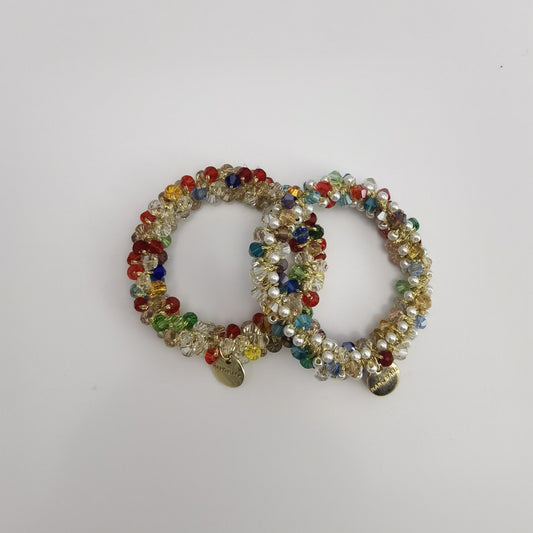 2pcs Crystal Hair Ropes Beaded Hair Rings For Girls