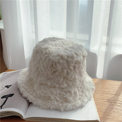 Rabbit Hair Hat Bucket Hat Short Curly Hair Velvet Warm Cap