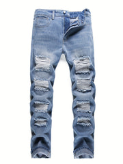 Casual Ripped Cotton Jeans Men's Street Style Denim Pants