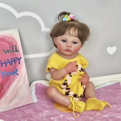 19" Reborn Baby Girl Doll in Yellow Romper