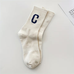 5 Pairs Letter & Striped Print Socks Breathable College Style Women's Stockings