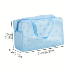 Floral Waterproof Makeup Bag with Handle - Bathroom Organizer