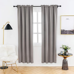 2pcs Blackout Curtains for Bedroom Soft Polyester Fabric with Rod Pocket