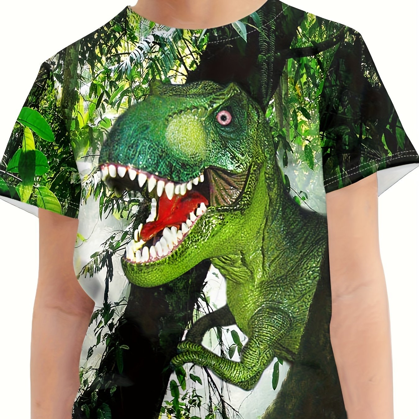 T Rex 3D Print Boy's T shirt Short Sleeve Crew Neck Kids Toddler Summer Clothes