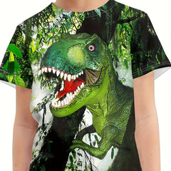 T Rex 3D Print Boy's T shirt Short Sleeve Crew Neck Kids Toddler Summer Clothes