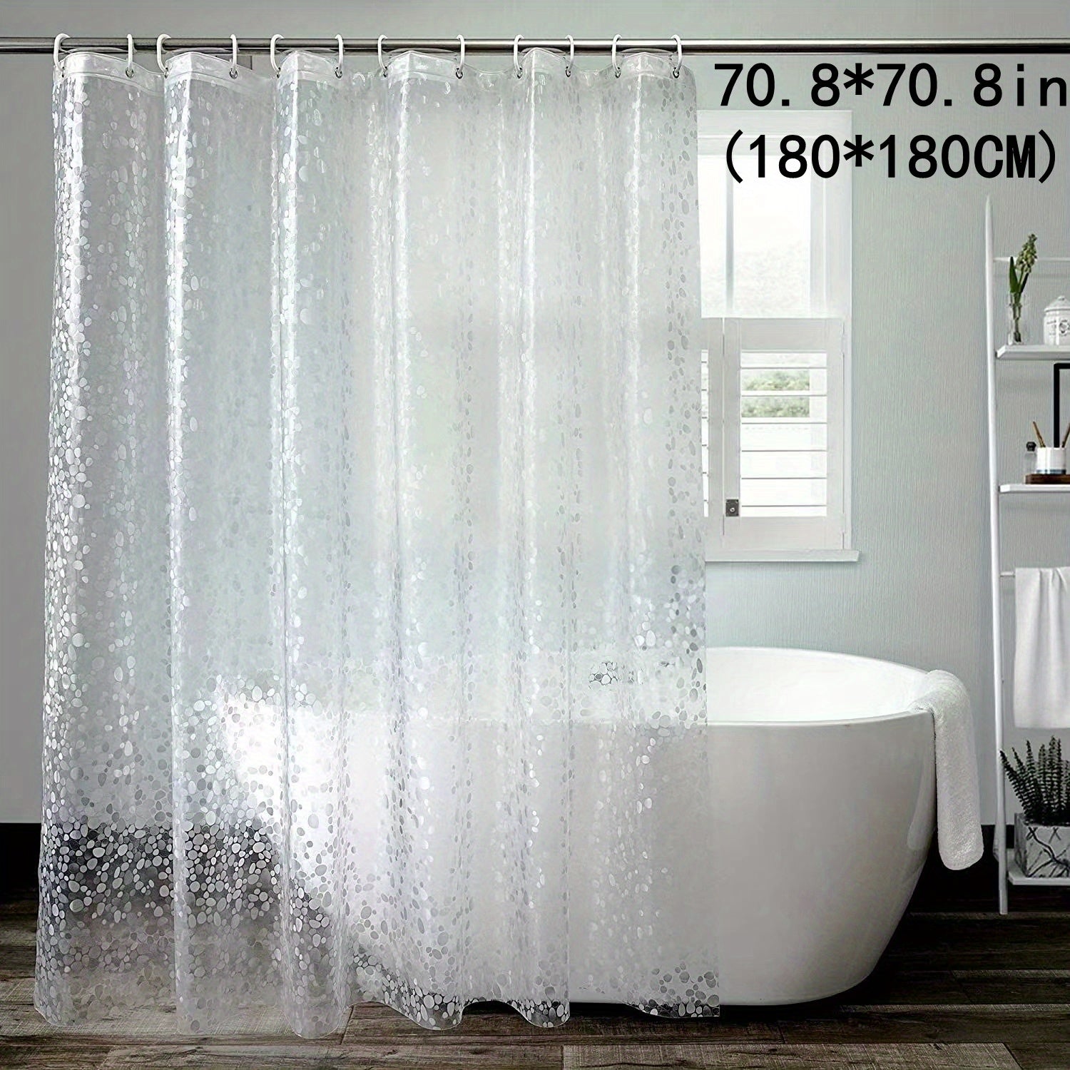 PEVA 3D Cobblestone Shower Curtain Waterproof Mold Resistant with Metal Eyelets